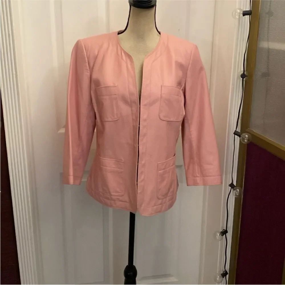 Dana Buchman Elegant Pink genuine leather Women's Jacket, US12